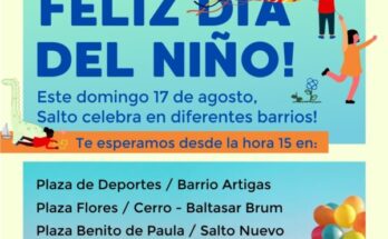El Gobierno de Salto invita a celebrar el Día del Niño este domingo en cuatro puntos de la ciudad