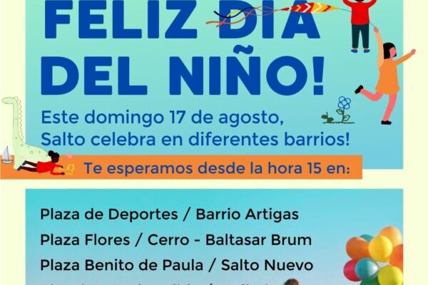 El Gobierno de Salto invita a celebrar el Día del Niño este domingo en cuatro puntos de la ciudad
